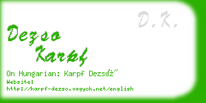 dezso karpf business card